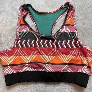 Janji Womens Sports Bra Size M Colorful Geometric Unpadded Workout Gym Running